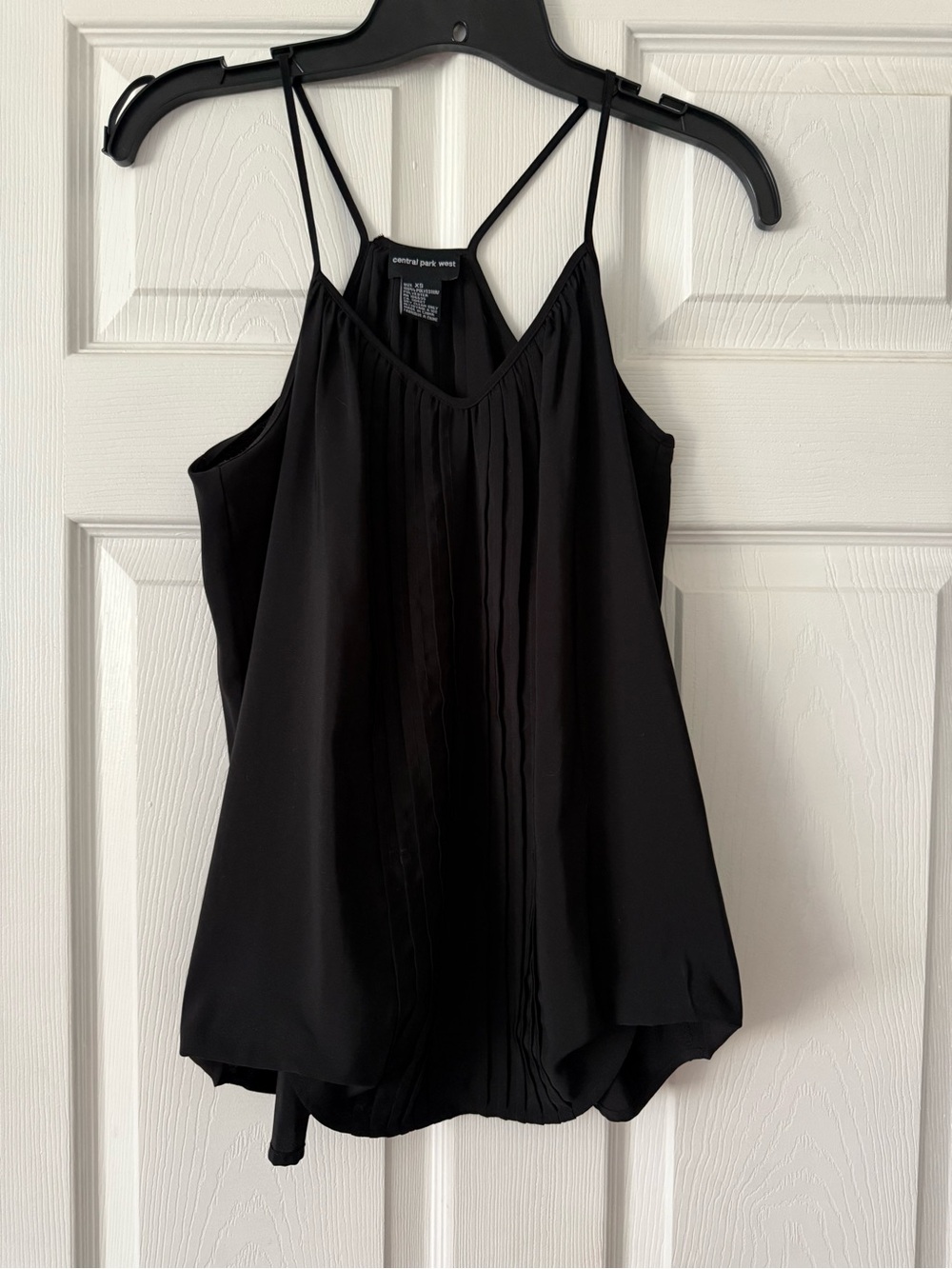 Central Park West Black Pleated Spaghetti Strap Camisole